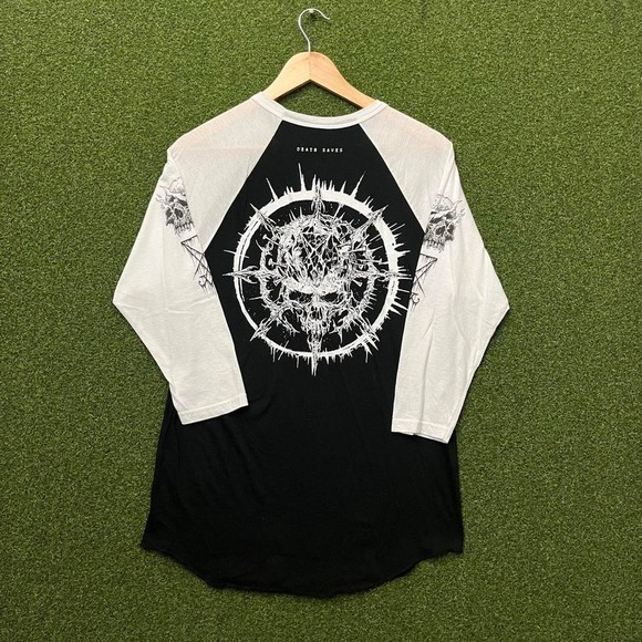 Black Skulls X Death Saves 3/4 Sleeve Death Metal Band Tee Shirt - Picture 2 of 7